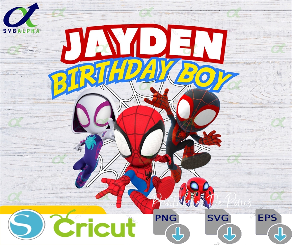 Editable Spidey PNG, Spidey and His Amazing Friends Birthday PNG, Spidey Clipart, Spidey Birthday Boy Shirt, Spidey Cake Topper, Spidey Birthday